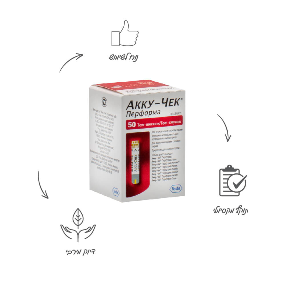 סטיקים למד סוכר (גלוקומטר) דגם Accu-Chek Performa סטיקים - image_2
