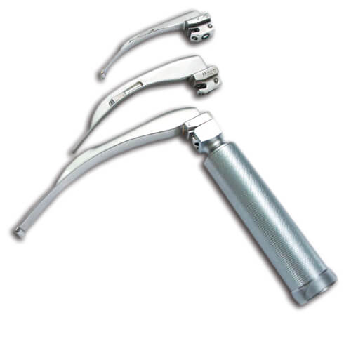 [100023] ערכת לרינגוסקופ ממתכת. רב פעמי. 3 להבים מקינטוש. נורה מובנה. ערכה קשיחה. ס.מדיק יבוא