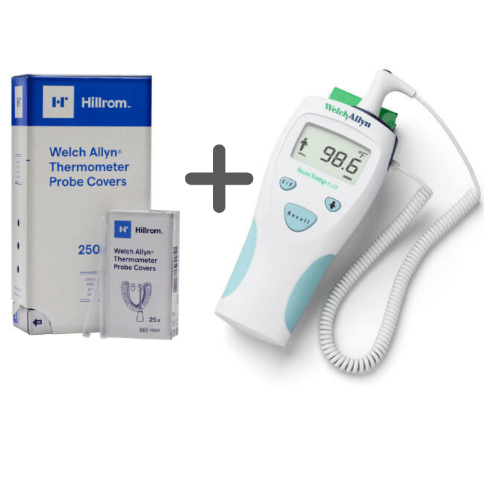 [102807] מד חום רפואי Welch Allyn SureTemp Plus 690 + 1000 כיסויים. ערכה מורחבת. מדידה תוך 2 שניות. ס.מדיק יבוא