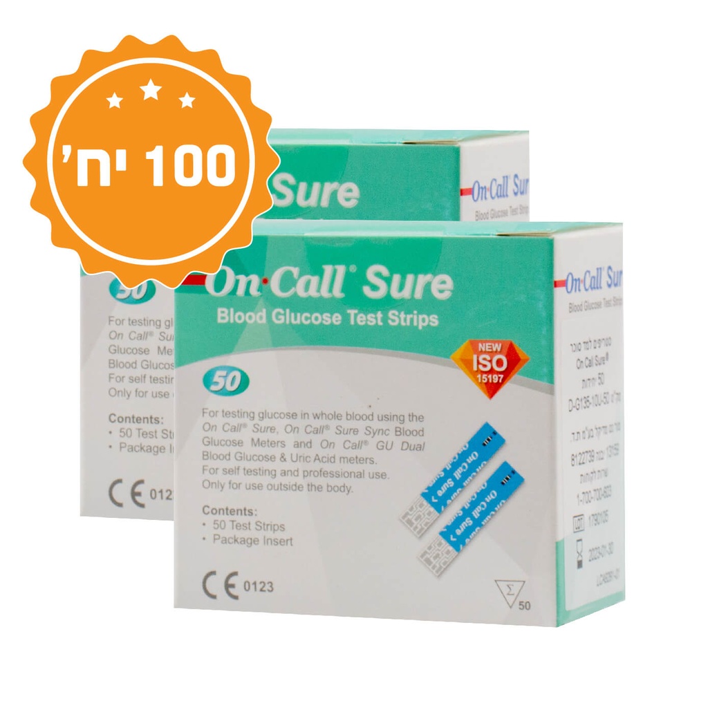 [103605] On Call Sure סטיקים למד סוכר 50 יחידות. ס.מדיק יבוא