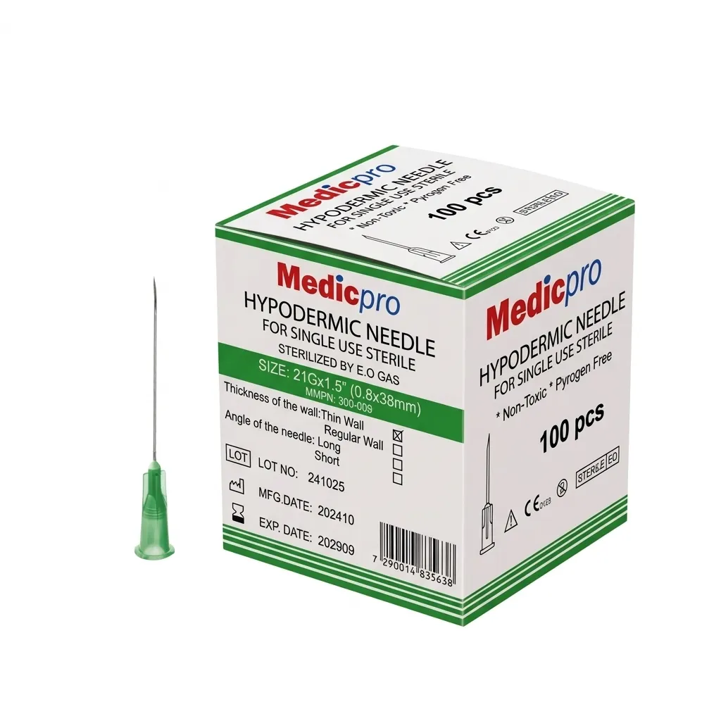 מחט היפודרמית סטרילית. 100 יחידות. Sterile Hypodermic Needle. . גדלים 16G עד 32G