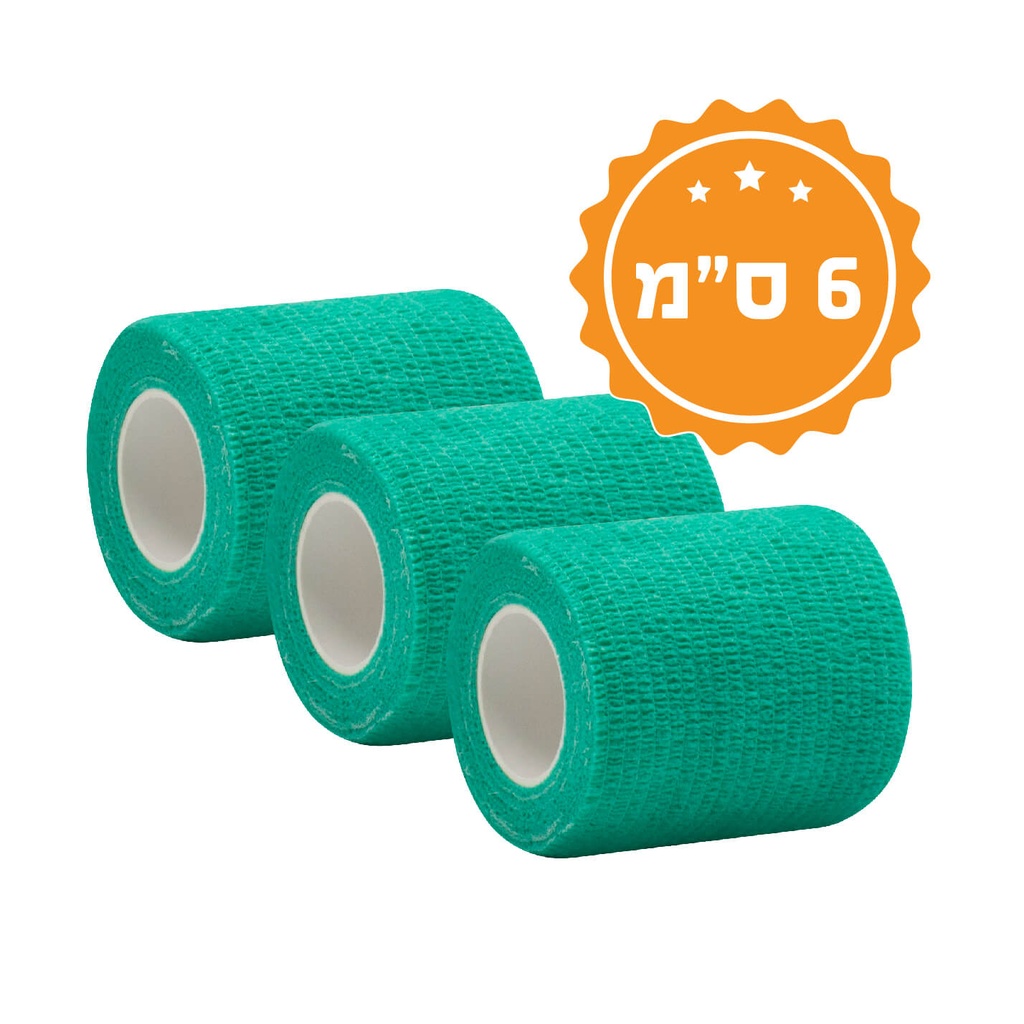 [542202] תחבושת קובן לספורטאים. Cohesive Bandage Sport. מארז 3 יח'. (6 ס"מ ירוק)