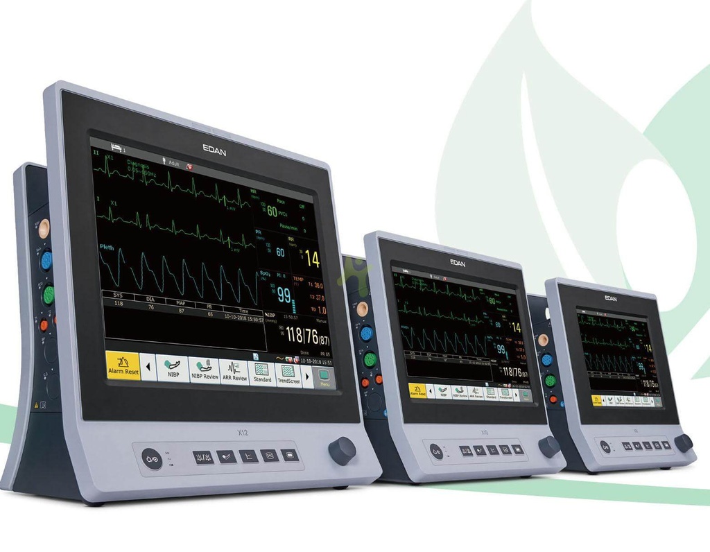 מוניטור סימנים חיוניים EDAN X Series. מסך מגע. SpO2, NIBP, ECG, Temp. X8/X10/X12. ס.מדיק יבוא
