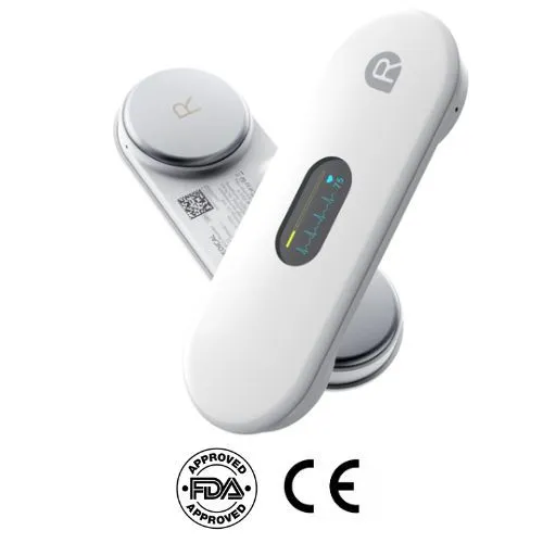 מוניטור א.ק.ג. נייד ER2 Easy ECG. Portable ECG Monitor. משקל 18 גרם. הקלטה עד 15 דקות. Bluetooth ואפליקציה. תקן FDA, CE. ס.מדיק יבוא