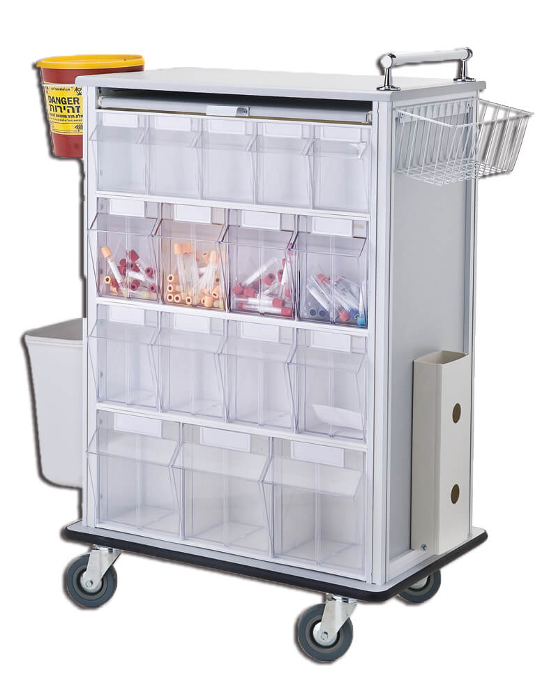 עגלת טיפולים חד/דו צדדית. Treatment Cart. מיוצר בישראל. נירוסטה ואלומיניום. 102×100×55 ס"מ. גלגלים נעילים. ס.מדיק יבוא