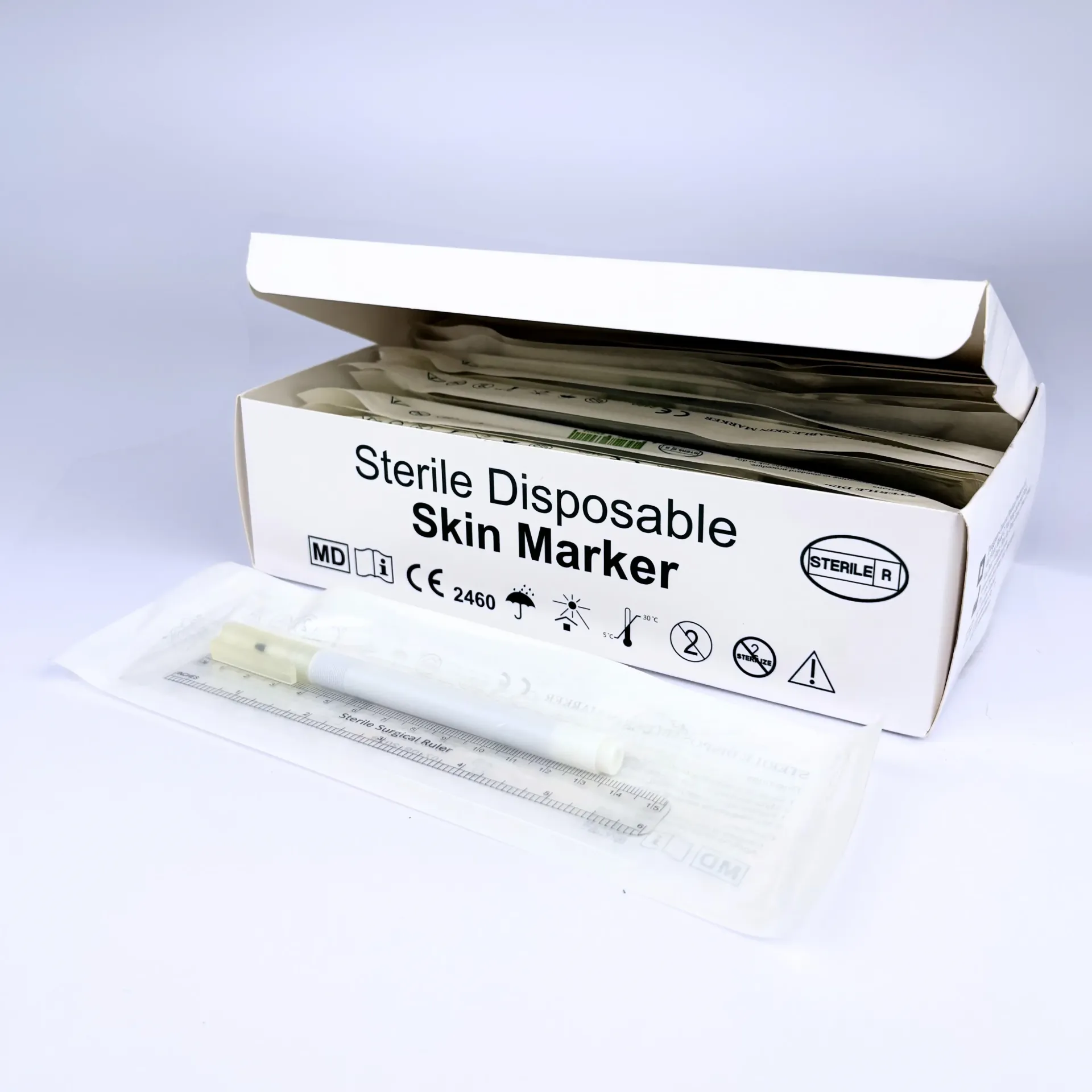 [465008] עיפרון סימון לניתוח (Skin Marker) סטרילי. Surgical Skin Marker. דיו סגול לסימון מדויק על עור. חד פעמי. 25 יחידות למארז. ס.מדיק יבוא