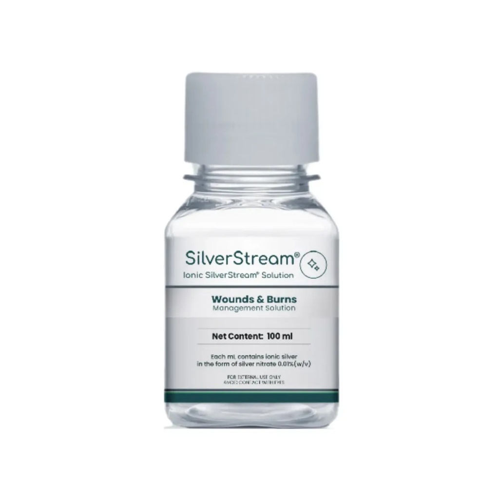 סילברסטרים תמיסת כסף יוני. SilverStream Ionic Solution. לטיפול בפצעים ובכוויות. כסף יוני לשימוש חיצוני. ס.מדיק יבוא