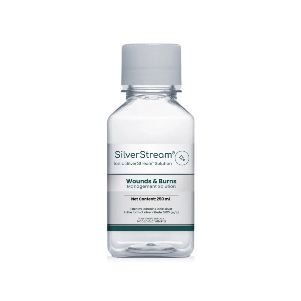סילברסטרים תמיסת כסף יוני. SilverStream Ionic Solution. לטיפול בפצעים ובכוויות. כסף יוני לשימוש חיצוני. ס.מדיק יבוא