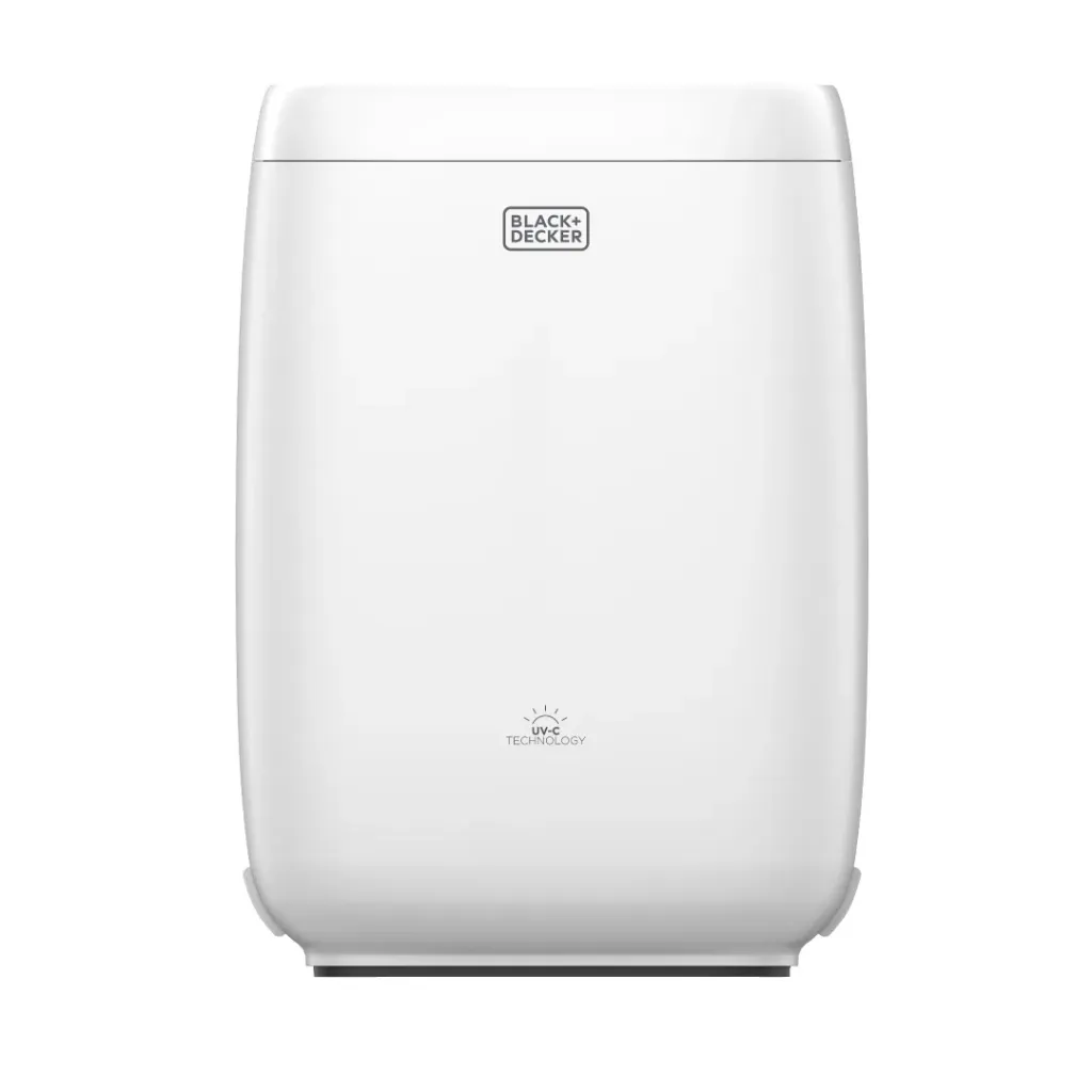 מטהר אוויר עם סינון משולש ומנורות UV-C. Black+Decker BXAP350E Air Purifier. HEPA 13 ופחם פעיל. CADR 350 מ"ק/ש לחלל עד 80 מ"ר. פעולה שקטה 22dB. ס.מדיק יבוא