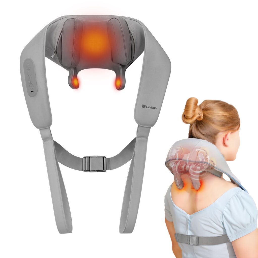 חגורת עיסוי לצוואר ולכתפיים 4D. Carbon Tensio. חימום אינפרא. אלחוטי עד 120 דקות