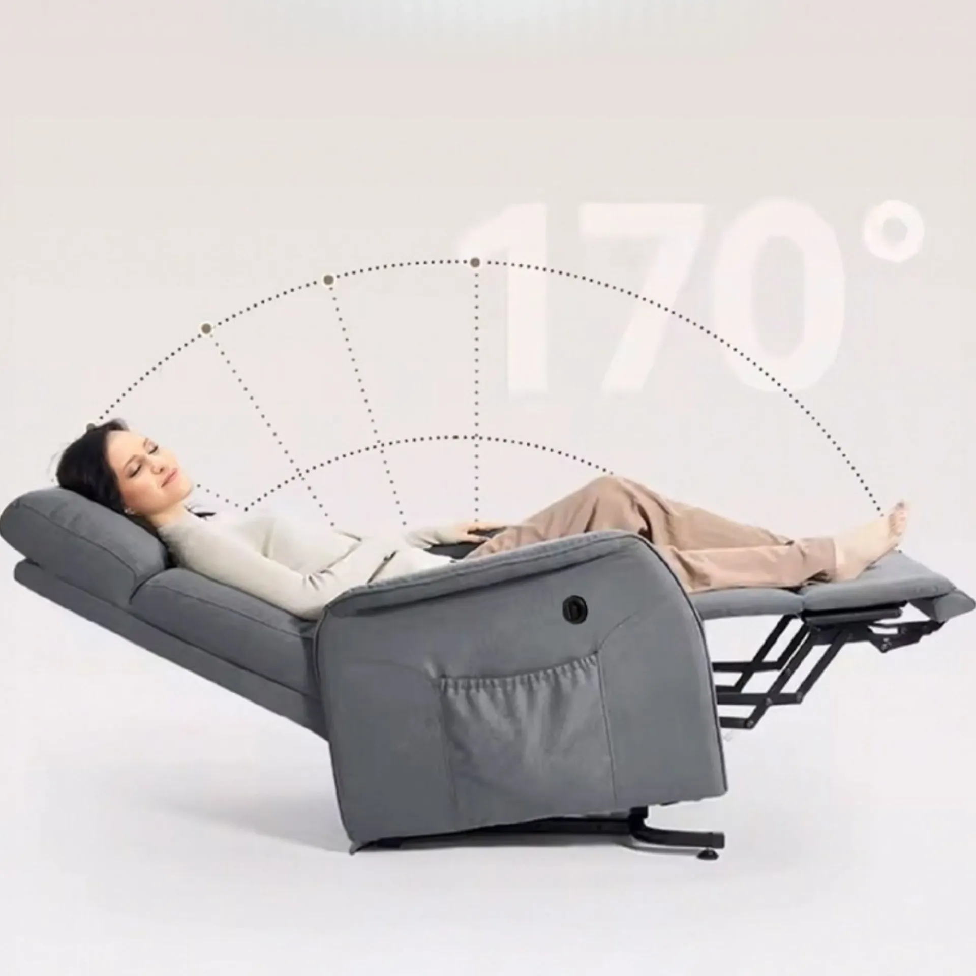 [990146] כורסת טלוויזיה חשמלית. Carbon Napsy. הרמת רגליים ומצב שכיבה. כולל יציאת USB