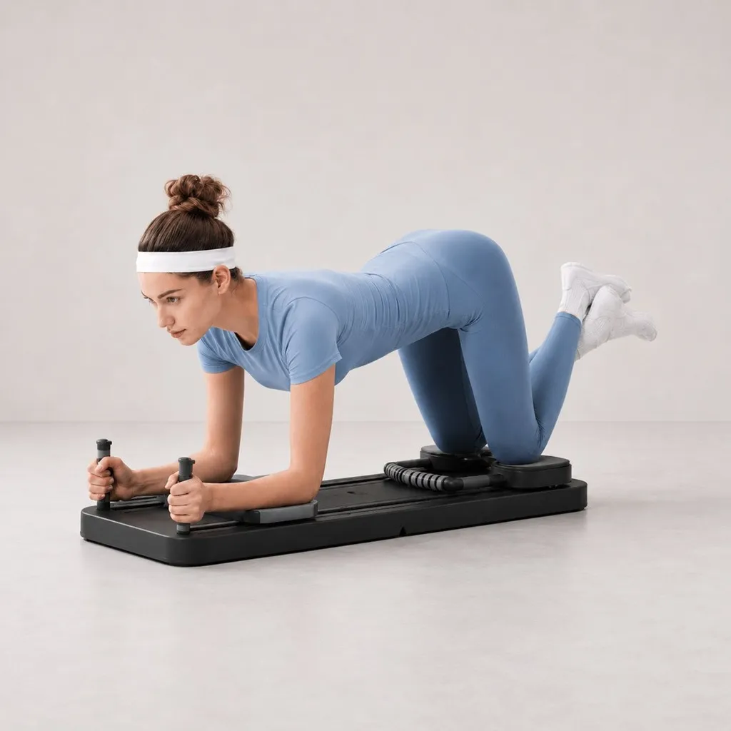 מכשיר פילאטיס ביתי מתקפל. Carbon ABX Motion. טיימר דיגיטלי. כולל גומיות התנגדות ומשטח ברכיים מרופד