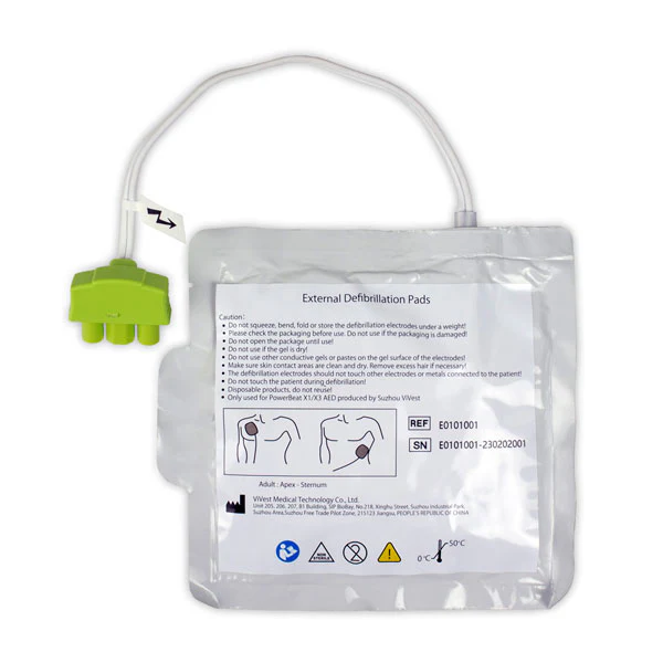 [220216] סט מדבקות לדפיברילטור ViVest. AED Advanced. מבוגר וילד. ס.מדיק יבוא