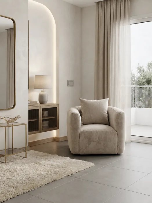 [990322] כורסא דגם טורינו. Torino Armchair. 95×95 ס״מ. בד וגוון לבחירה