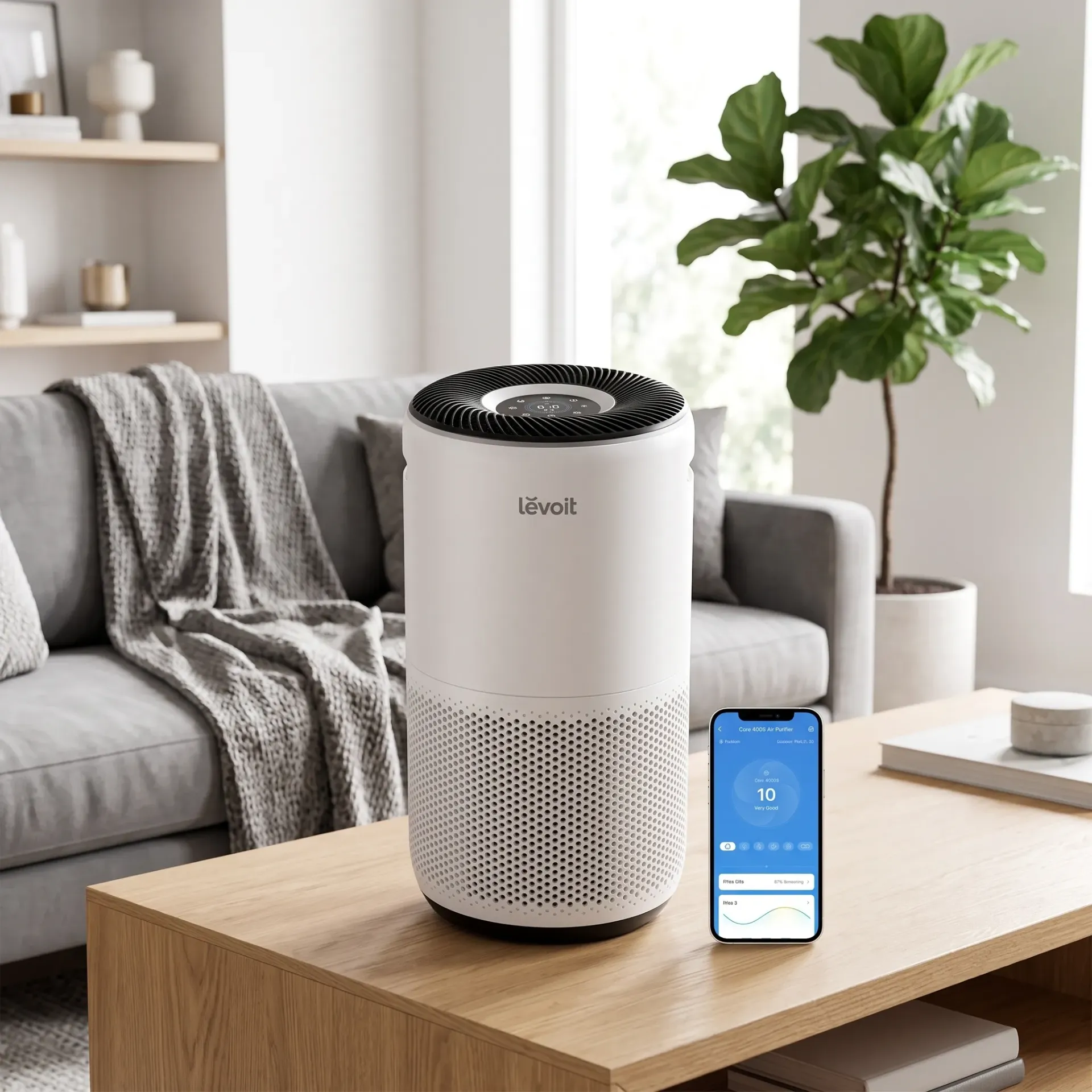 [990360] מטהר אוויר חכם LEVOIT Core 400S. Smart Air Purifier WiFi. HEPA H13 עם ARC Formula. עד 83 מ״ר