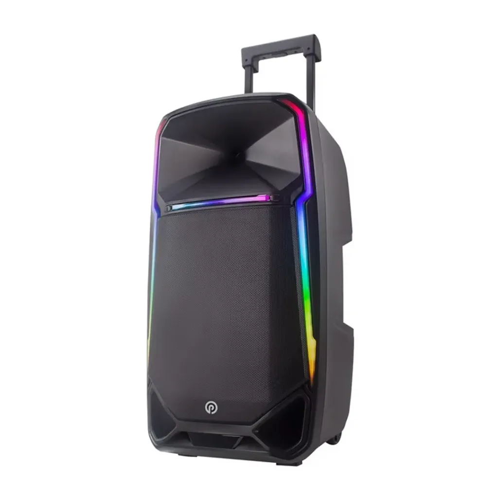 [990364] בידורית קריוקי ניידת 15 אינץ'. Pure Acoustics Dancer-X1500. הספק 500W. כולל 2 מיקרופונים אלחוטיים ושלט רחוק