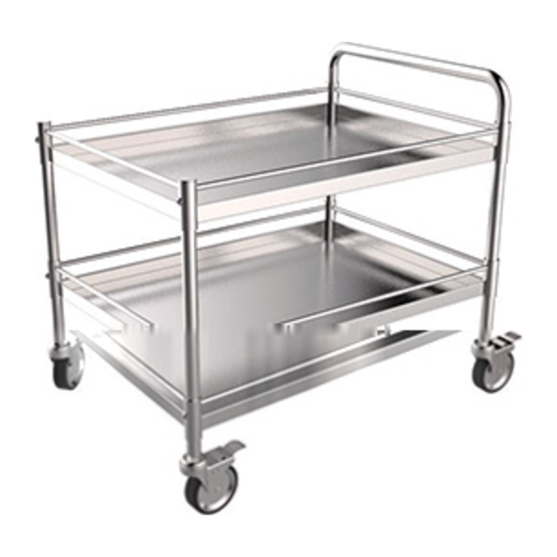 עגלת שירות נירוסטה 304 עם שני מדפים. Stainless Steel Service Trolley. סף מים, מעקות וידיות הובלה. עד 50 ק"ג למדף. ס.מדיק יבוא