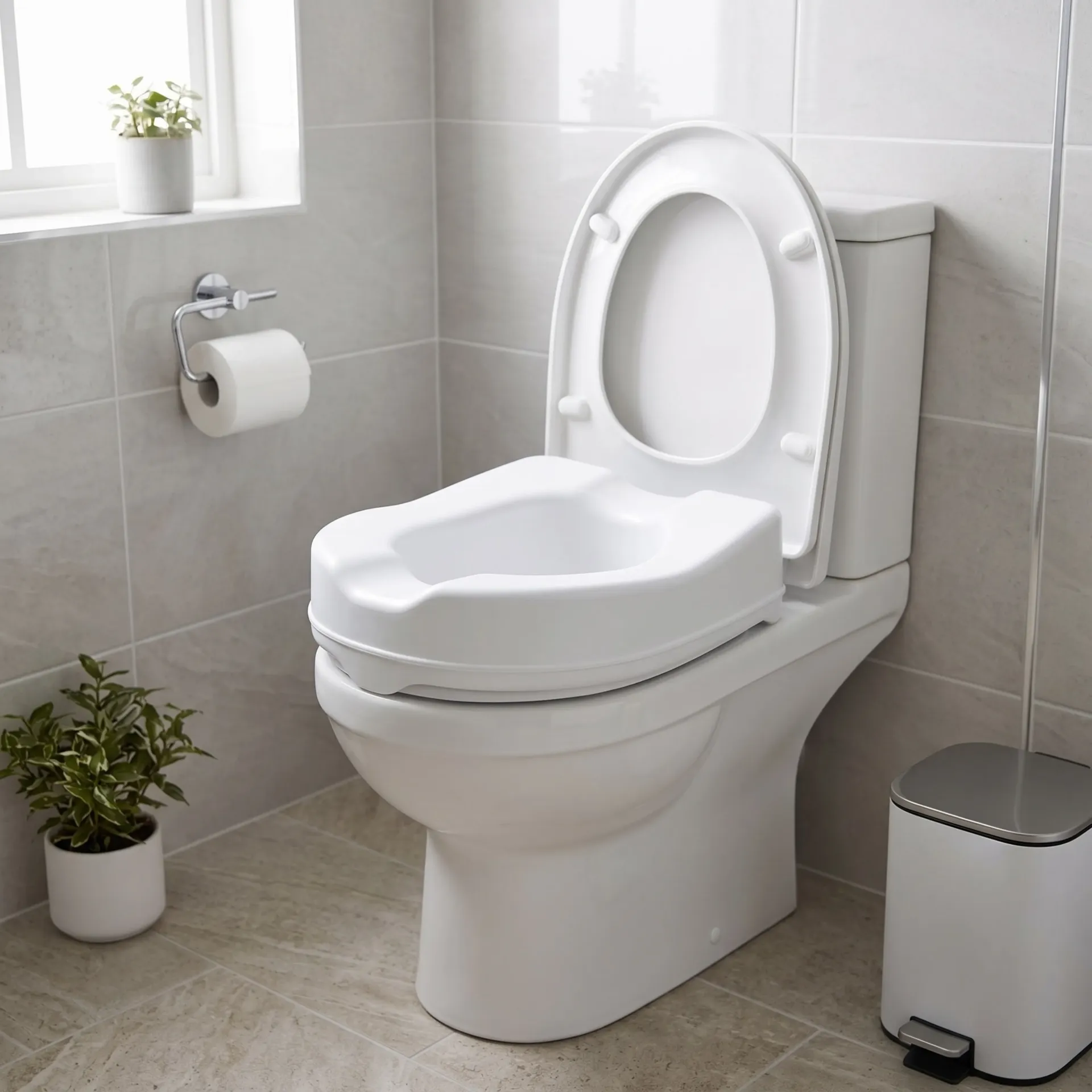[380413] מגביה אסלה 12 ס"מ / הגבהה לאסלה. Raised Toilet Seat. מושב קשיח ורחיץ. הרכבה ופירוק קלים. ס.מדיק יבוא