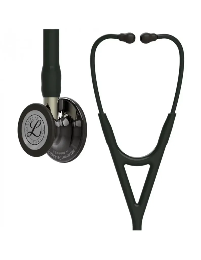 סטטוסקופ ליטמן 3M™ קרדיולוגי IV. 3M™ Littmann® Cardiology IV™ Stethoscope. צבע שחור גימור עשן ושמפניה. Black Smoke Champagne Finish. דגם 6204. ראש כפול. אחריות יצרן 5 שנים. יבוא רשמי לישראל.