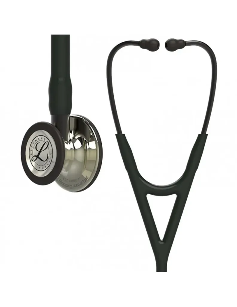 [261415] סטטוסקופ ליטמן 3M™ קרדיולוגי IV. 3M™ Littmann® Cardiology IV™ Stethoscope. צבע שחור גימור שמפניה. Black Champagne Finish. דגם 6179. ראש כפול. אחריות יצרן 5 שנים. יבוא רשמי לישראל.