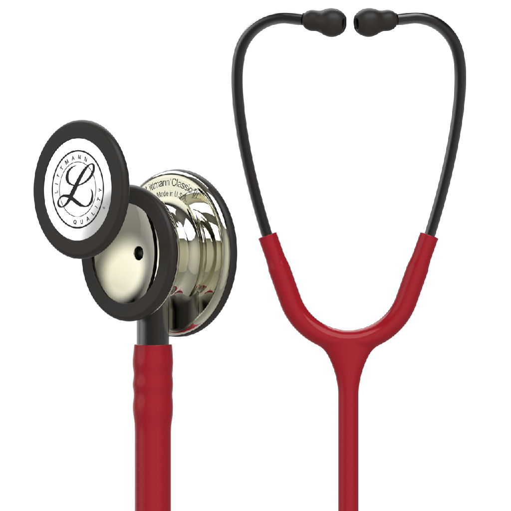 סטטוסקופ ליטמן 3M קלאסיק III. 3M™ Littmann® Classic III™ Stethoscope. צבע בורגונדי מושחר גימור שמפניה. Burgundy color, black metal, champagne finish. דגם 5864. ממברנה כפולה. אחריות יצרן 5 שנים . יבוא רשמי לישראל.