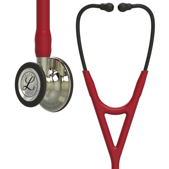 [261432] סטטוסקופ ליטמן 3M™ קרדיולוגי IV. 3M™ Littmann® Cardiology IV™ Stethoscope. צבע בורגונדי גימור שמפניה. Burgundy Champagne Finish. דגם 6176. ראש כפול. אחריות יצרן 5 שנים. יבוא רשמי לישראל.