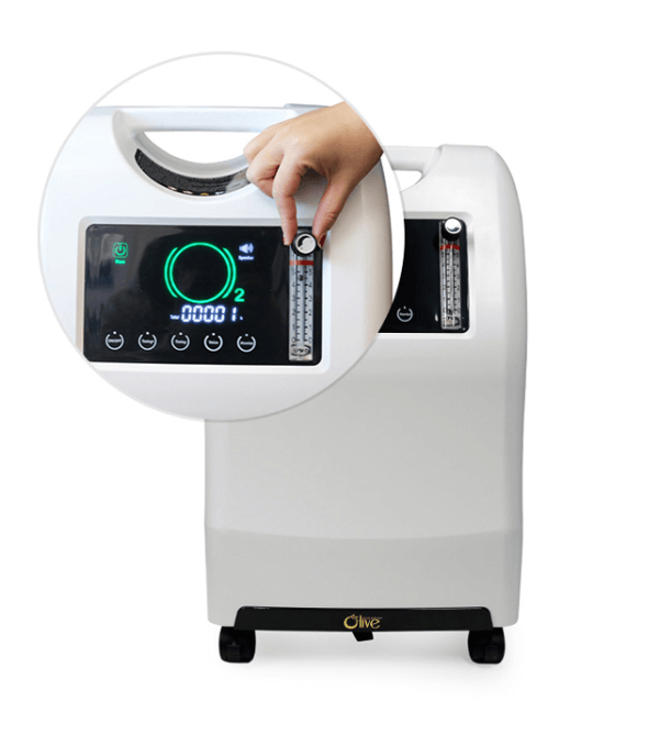 [340605] מחולל חמצן נייח 5 ליטר דגם 5A Olive - זרימה רציפה 24/7! צג דיגיטלי