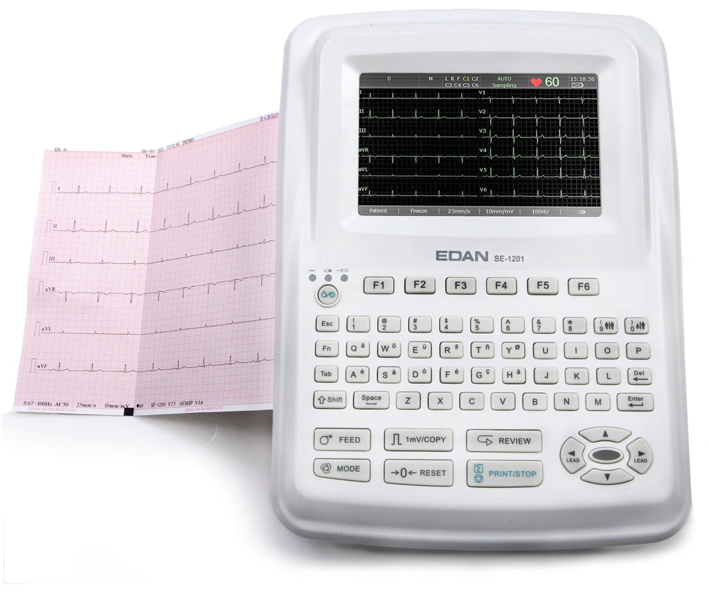 [100627] מכשיר א.ק.ג EDAN SE-1201. 12 ערוצים. מסך 7" LCD. מדפסת מובנית. Wi-Fi. CMRR 121dB. ס.מדיק יבוא