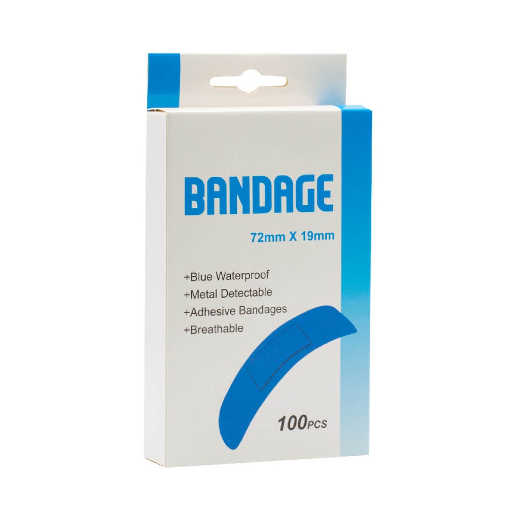 [466024] פלסטר כחול לתעשיית המזון. Blue Detectable Plasters. 100 יחידות. ניתן לזיהוי מטאלי. ס.מדיק יבוא