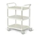 עגלת שירות קומפקטית KT-168W. Compact Service Trolley. 3 מדפים, פלסטיק יצוק ועמודי אלומיניום. 4 גלגלים עם מעצור. ס.מדיק יבוא