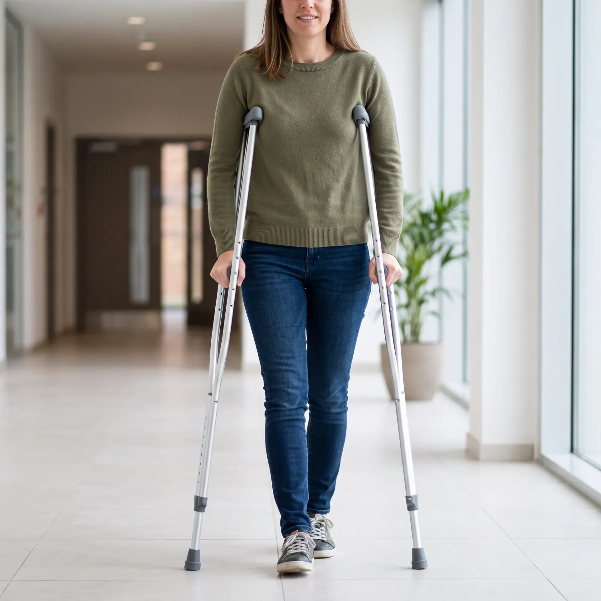 זוג קביים אקסלריות מאלומיניום למבוגר. Aluminum Axillary Crutches, Pair. מתכווננים לגובה. ס.מדיק יבוא